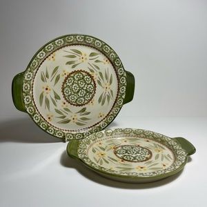 Temp-tations By Tara Old World Green 2 Round Trivet Lids (mixing bowl lids)